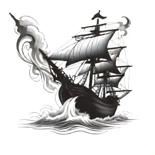 Pirate ship tattoo design idea
