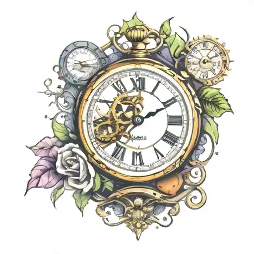 Broken clock tattoo design idea