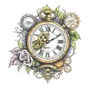Broken clock tattoo design idea
