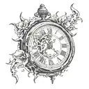 Broken clock tattoo design idea