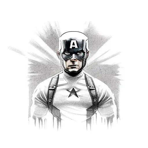 Captain America in with Sentence below  "before we get started, does any body want to get out "  tattoo design idea
