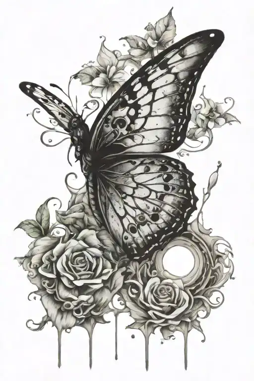 semi colon butterfly emerging tattoo design idea