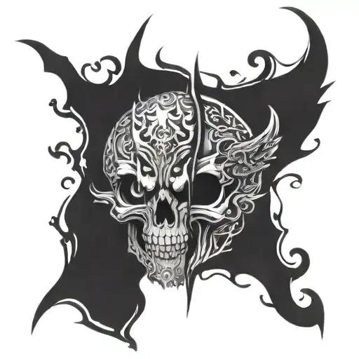 evil vs good tattoo design idea