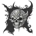 evil vs good tattoo design idea