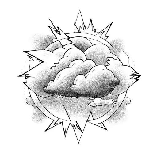 cloud with lightning  tattoo design idea