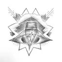 cloud with lightning  tattoo design idea