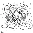 cloud with lightning  tattoo design idea