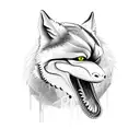 snake with wolf face tattoo design idea