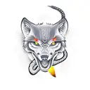 snake with wolf face tattoo design idea