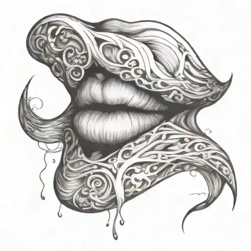 A design that incorporates lips, possibly in a surreal or abstract way, with the quote flowing through or around them  tattoo design idea