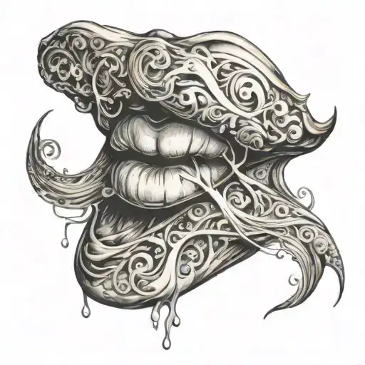 A design that incorporates lips, possibly in a surreal or abstract way, with the quote flowing through or around them  tattoo design idea