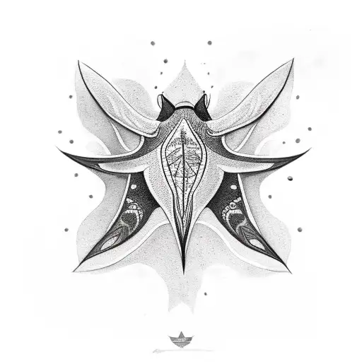 tatto style black inc manta ray with a eye in her back tattoo design idea