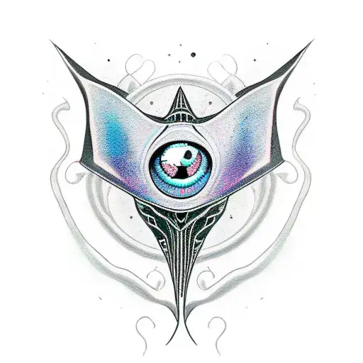 tatto style black inc manta ray with a eye in her back tattoo design idea