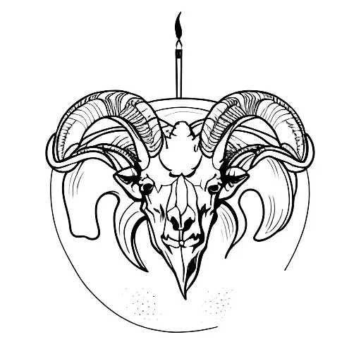 bighorn sheep skull smoking a joint tattoo design idea