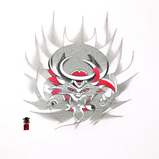 Collage of iconic anime symbols and logos tattoo design idea