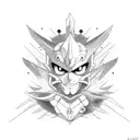 Collage of iconic anime symbols and logos tattoo design idea