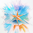 aqua and orange color gradient, spaceship, stars, complex, detailed, hd tattoo design idea