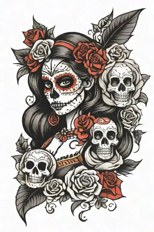 day of the dead girl tattoo design idea