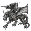 dragon unicorn grimreaper tattoo design idea