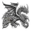 dragon unicorn grimreaper tattoo design idea