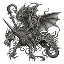 dragon unicorn grimreaper tattoo design idea