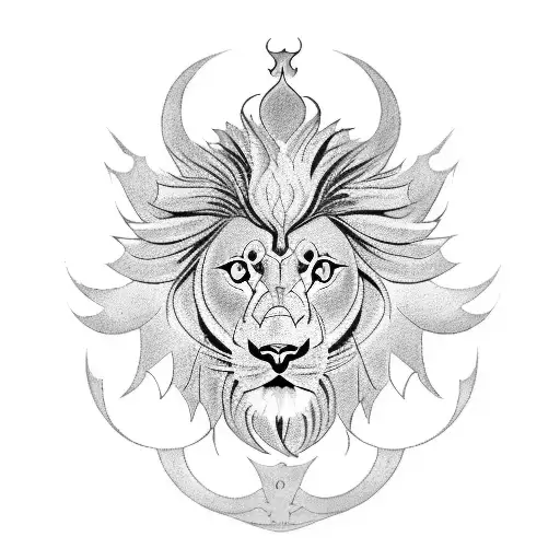 A blackwork tattoo of a mythical creature, half lion and half eagle, representing the client's fascination with Greek mythology and animals. tattoo design idea