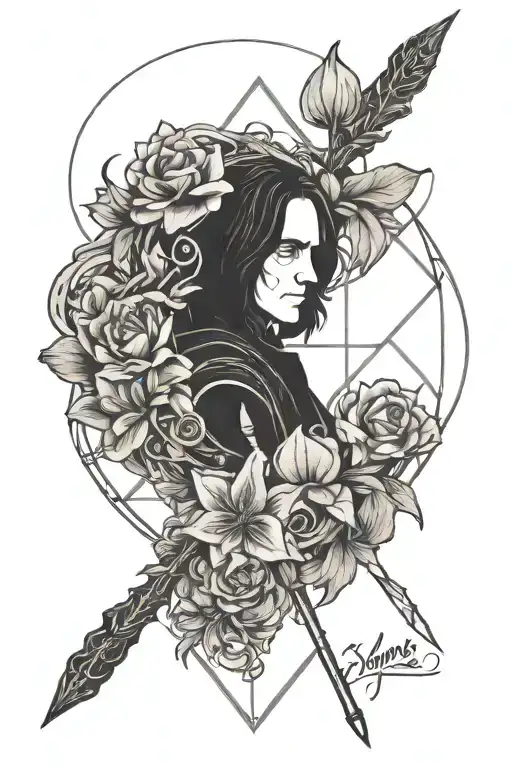 Severus Snape's wand and lily tattoo design idea