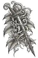 Severus Snape's wand entwined with Lily vine tattoo design idea