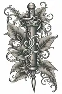 Severus Snape's wand entwined with Lily vine tattoo design idea