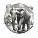 elephant moon tattoo design idea