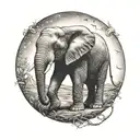 elephant moon tattoo design idea