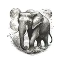 elephant moon tattoo design idea