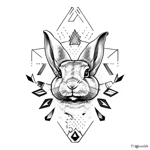 rabbit with gemini symbol tattoo design idea
