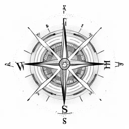 A dotwork compass design with Jack Johnson's lyrics encircling it, symbolizing the direction his music takes you towards the beach tattoo design idea