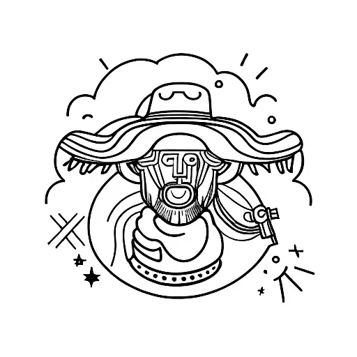 planet earth wearing a cowboy hat tattoo design idea