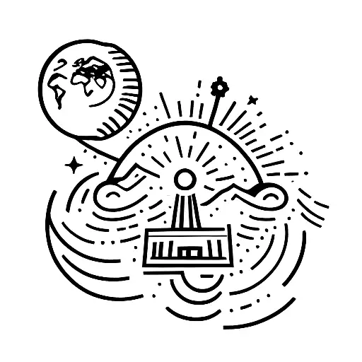 planet earth and a cowboy hat tattoo design idea