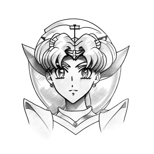 sailor moon line work tattoo design idea