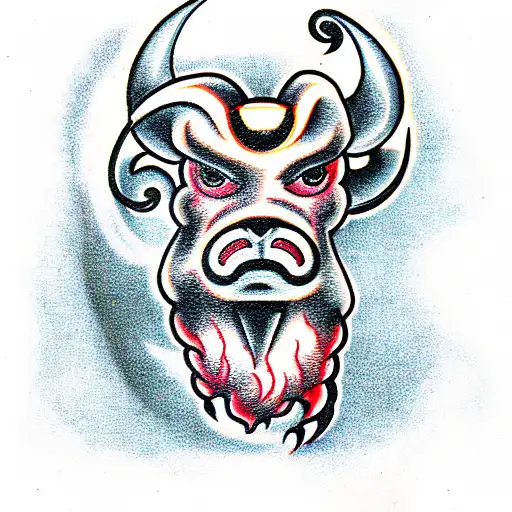 powerful ram with barbed wire around and fiery eyes tattoo design idea