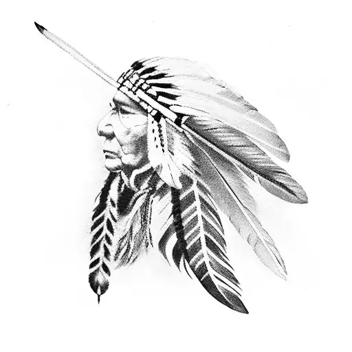 Native American feather  tattoo design idea