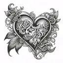alchemy heart shape tattoo design idea