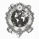A fantasy world map with portals to different gaming realms tattoo design idea