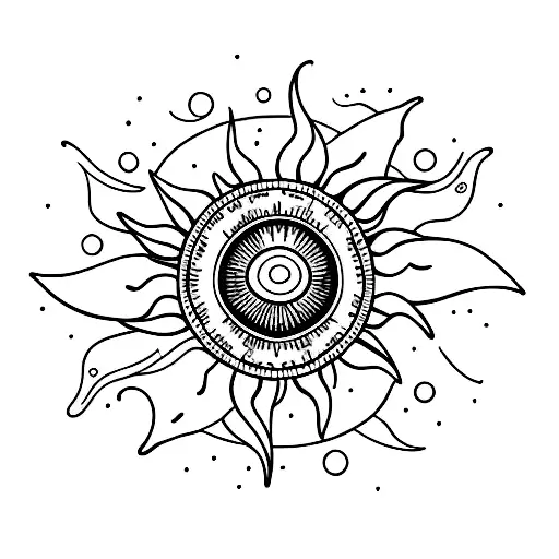 A minimalist tattoo of a sun with olive oil branches tattoo design idea