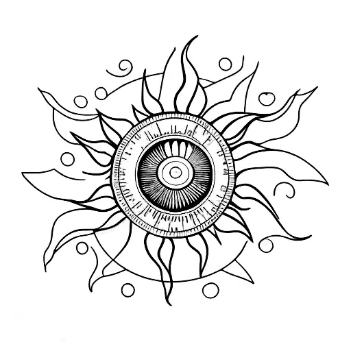 A minimalist tattoo of a sun with olive oil branches tattoo design idea