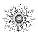 A minimalist tattoo of a sun with olive oil branches tattoo design idea
