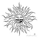 A minimalist tattoo of a sun with olive oil branches tattoo design idea