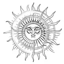 A minimalist tattoo of a sun with olive oil branches tattoo design idea