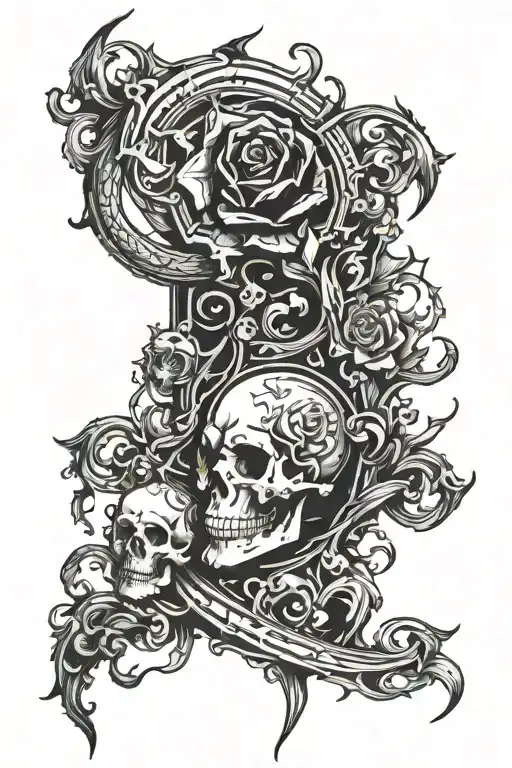 dark fantasy 90s tattoo design idea