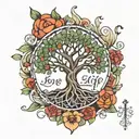 tree of life, love always tattoo design idea