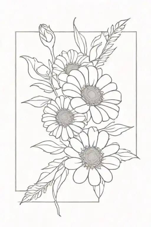 Bouquet rose gerbera tattoo design idea