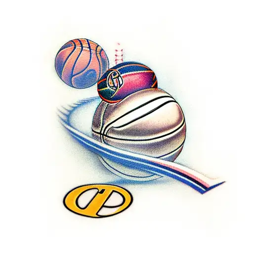 the letter g with basketball around it tattoo design idea